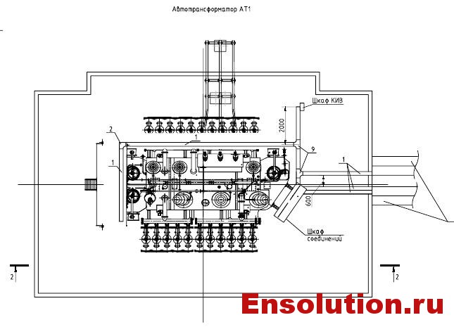 Подвод силовых и контрольных кабелей к автотрансформатору 220кВ 1