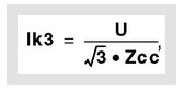 Формула расчета значения тока трехфазного КЗ